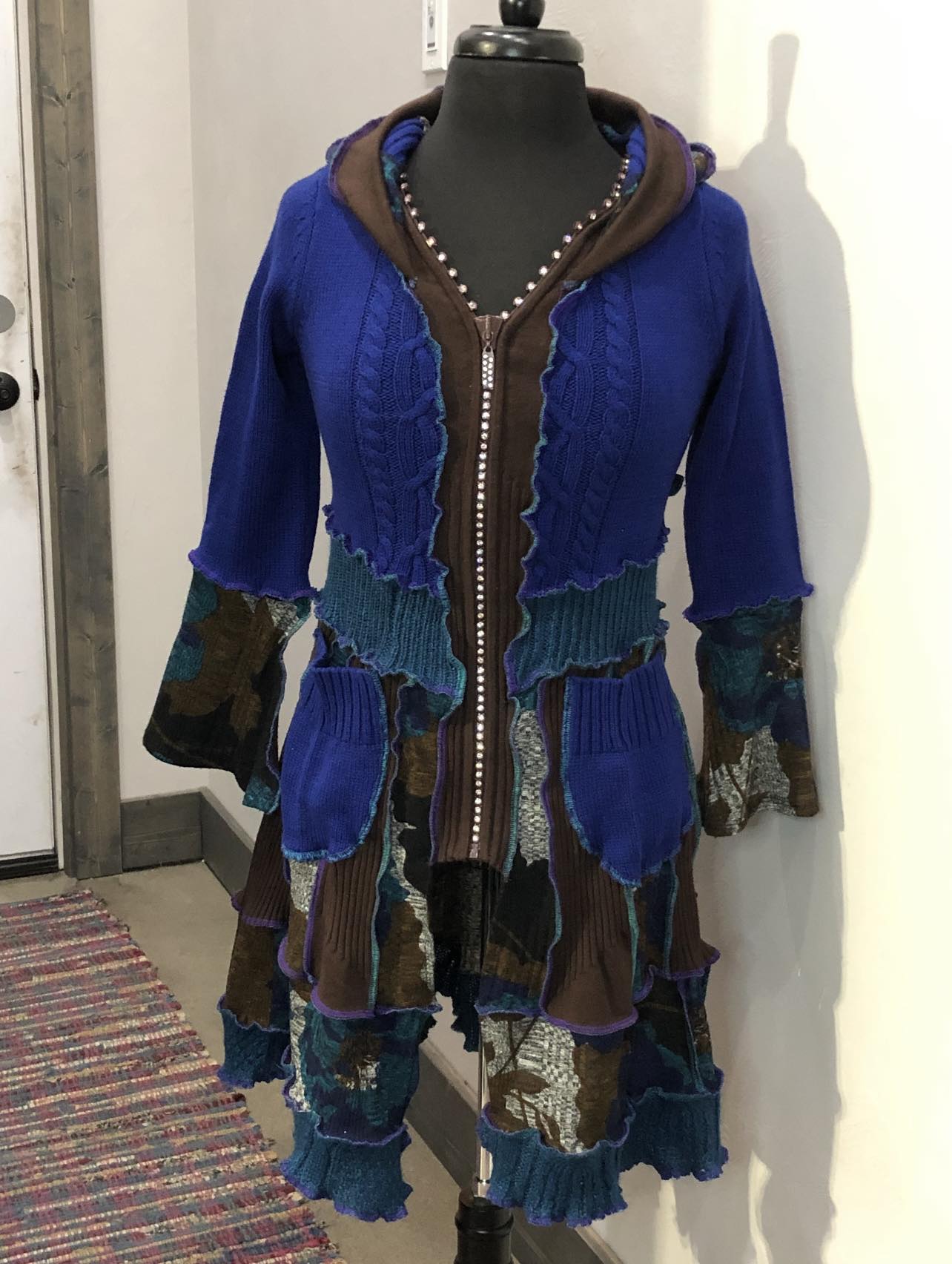 Blue And Brown Sweater Dress